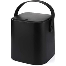 Tutma Saplı Iç Kovalı Tezgah Üstü Mutfak Çöp Kovası, 4 Litre, Kilitli Kapak, Click Kapak, 20X20X22 Cm, Siyah