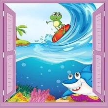 Çocuk Odası Bebek Odası Pencere Poster Duvar Kağıdı Deniz