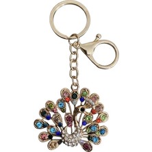 Işıltılı Taş Detaylı Tavus Kuşu Figürlü Metal Anahtarlık – Renkli Kristal Süslemeli, Dayanıklı Klipsli Tasarım, Çanta ve Anahtarlar Için Şık ve Göz Alıcı Aksesuar, Günlük Kullanım ve Hediye Seçeneği