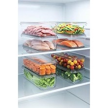 Ata Home 6'lı Kırılmaz Saklama Kabı Derin Dondurucu Difrize Uygun Buzdolabı Düzenleyici Organizeri 1,5 Lt Şeffaf