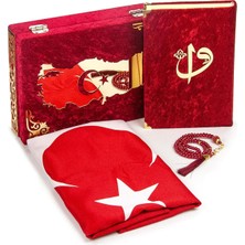 Ihvan Online Tükiye Bayraklı Kadife Kaplı Kutu ve Kuranı Kerim Seti