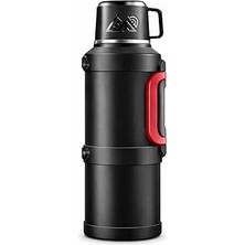 Coofbe Profesyonel 68 Oz Pasianmaz Çelik 2 Litre Kamp Termosu Bardaklı Termos 24 Saat Sıcak 36 Saat Soğuk Taşınabilir Çelik 2lt Kamp Termosu Siyah