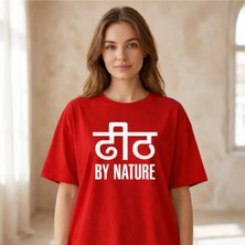 Vodexa Kadın Oversize T-Shirt By Nature Baskılı %100 Pamuk Tişört Rahat Kalıp