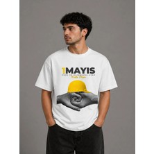 Vodexa 1 Mayıs Emek Bayramı Ünisex Oversize T-Shirt Baskılı %100 Pamuk Tişört Rahat Kalıp