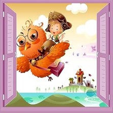 Çocuk Odası Bebek Odası Pencere Poster Duvar Kağıdı Kuş