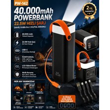 Acl 40.000MAH Dahili Kablolu Powerbank 22.5W Hızlı Şarj, Usb-C Giriş/çıkışlı LCD Göstergeli Taşınabilir Şarj Cihazı