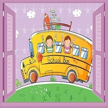 Çocuk Odası Bebek Odası Pencere Poster Duvar Kağıdı Otobüs