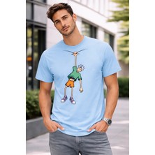 Vodexa Erkek Oversize T-Shirt Sallanan Adam Baskılı %100 Pamuk Tişört Rahat Kalıp