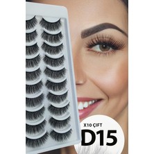 Ruby Face Doğal Görünümlü Ipek Bütün 10LU Takma Kirpik Seti- 10 Çift Gerçek Takma Kirpik- Model: D15