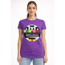 Vodexa Kadın Oversize T-Shirt No Signal Baskılı %100 Pamuk Tişört Rahat Kalıp