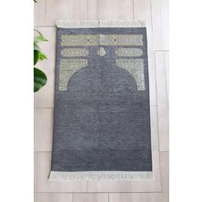 Kabe Desenli Örgü Püsküllü Şönil Seccade Gri