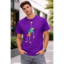 Vodexa Erkek Oversize T-Shirt Sallanan Adam Baskılı %100 Pamuk Tişört Rahat Kalıp