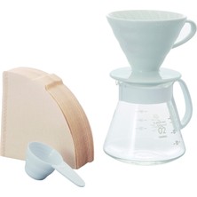 Hario V60 02 Seramik Kahve Demleme Seti “beyaz”