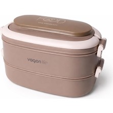 Vagonlife 2 Katlı Bento Lunch Box 1140 ml Paslanmaz Çelik Sefer Tası Sızdırmaz Yemek Kabı Çorba Kaseli Termal Yemek Taşıma Kabı Okul Ofis