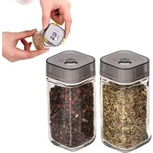 Orret Home Ayarlanabilir Tuzluk Cam Baharatlık Seti, 2 Adet,tuz,pul Biber, Kara Biber, Nane Için Ideal, Mutfakta Çok Yönlü Kullanım