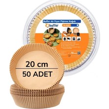 Buffer® 50 Adet Air Fryer Pişirme Kağıdı Tek Kullanımlık Hava Fritöz Yağ Geçirmez Yapışmaz Yuvarlak Tabak Model Pvc