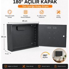 Qosrix Dvr/nvr Rack Kabinet ve Monitör Koruma Kutusu Metal 45X35X11 Antrasit Renk