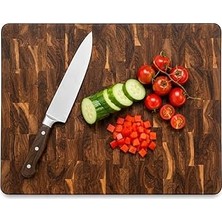 Doğal Ahşap Kesme Tahtası 43X30 cm Kalın Kasap Bloğu Kesim Tahtası Bıçak Dostu Mutfak Doğrama ve Servis Tahtası