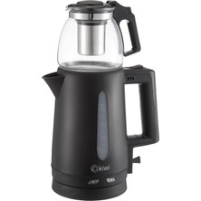 Kiwi KTM-2907 Çay Yapma Makinesi, 1.8 L Kettle ve 0.9 L Demlik Kapasitesi, Siyah