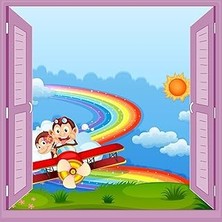 Çocuk Odası Bebek Odası Pencere Poster Duvar Kağıdı Uçak