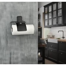 Yapışkanlı Kağıt Rulo Havluluk Peçetelik Havlu Kağıtlık Mat Siyah Banyo Mutfak Düzenleyici