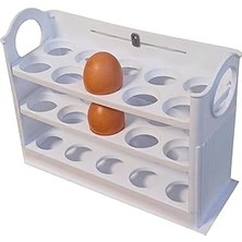 Plastlife 3 Katlı Buzdolabı Yumurta Organizeri, 30 Hazneli, Beyaz, Plastik