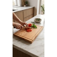 HZR Wood Doğal Ahşap Kesme Tahtası Çınar Ağacı 4 cm Kalın El Yapımı Mutfak Tahtası Sunum Tahtası