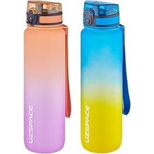 Uzspace 2'li Tritan Matara Seti 1000ML Büyük Boy Çift Renk Softtouch Ff Collection Tritan Su Matarası