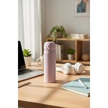 Miniso Lisanslı Klasik Serisi Flip Top Yalıtımlı Termos 450 ml Pembe, 2019306510104