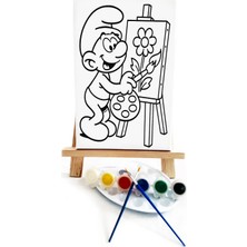 Lilafil Şirin Ressam Ressam Seti - 20 x 30 cm Önçizimli Tuval, 2 Adet Fırça, Palet, Boyalar ve Şövale