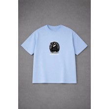 Vodexa Erkek Oversize T-Shirt Nıhılıst Penguın Baskılı %100 Pamuk Tişört Rahat Kalıp