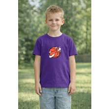 Vodexa Erkek Çocuk Havada Basket Topu Baskılı Çocuk Tişört %100 Pamuk – Yazlık Çocuk T-Shirt