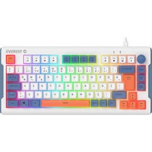 Everest Kb-75 Smooth Beyaz/mavi/turuncu Rgb Aaydınlatmalı Q Membrane Oyuncu Klavyesi (Beyaz/mavi/turuncu)