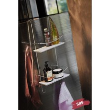 Sas Haus Ömür Boyu Paslanmaz Kristal Raf Banyo Düzenleyici Şampuanlık Krom-Beyaz Dşkkb
