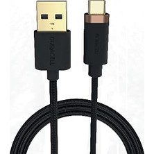 Duracell 1m Usb-A-Usb-C 3.2 Gen1 Braided Black