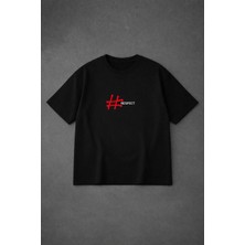 Vodexa Ünisex Oversize T-Shirt Respectt Baskılı %100 Pamuk Tişört Rahat Kalıp