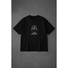 Vodexa Erkek Oversize T-Shirt Nıhılıst Penguın Baskılı %100 Pamuk Tişört Rahat Kalıp