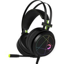 Gamepower Medusa USB Oyun Kulaklığı - 7.1 Sanal Surround Ses, 50 mm Sürücülü Kablolu LED Kulaklıklar, Konforlu Tasarım, 360 Mekansal Ses, Pc, Dizüstü Bilgisayar Için Gürültü Önleyici Mikrofon, Siyah