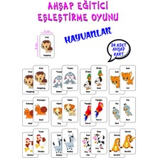 Moontime Alaçatı Sevimli Hayvanlar Ahşap Hafıza Eşleme Kartları 12 Hayvan 24 Kart Türkçe - Ingilizce Hafıza Oyunu