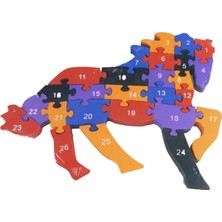 Moontime Alaçatı At Figürlü Rakamlı Eğitici 15 mm Kalın Ahşap 3D Puzzle Yapboz