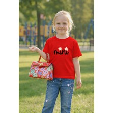 Vodexa Mini Baskılı Kız Çocuk Tişört %100 Pamuk –kız Yazlık Çocuk T-Shirt