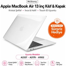 Mcstorey MacBook Air 13 Inç Kılıf Parlak Kristal Beyaz Düz Desenli Koruyucu Sert Kapak A2337 M1 2020 ve A2179 2020 A1932 2018-2019 Uyumlu Ince Hafif Dizüstü Bilgisayar Kılıfı