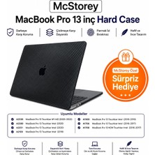 Mcstorey MacBook Pro 13 Karbon Fiber Desenli Kılıf A1706 A1708 A1989 A2159 A2251 A2289 A2338 M1 M2 Uyumlu Ince Hafif Sert Kılıf Koruyucu Kapak Siyah