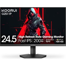 Kooruı Oyun Monitörü 25 Inç, 170Hz Fhd 1080P Bilgisayar Monitörü, 1ms Gtg, Adaptif G-Sync, Freesync Premium, 3 Taraflı Çerçevesiz, HDMI x 2, Displayport, Siyah, 25E3A