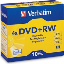 Verbatim Markalı Yüzeyli Dvd+Rw 4,7 GB 4x - 10 Pk Mücevher Kutusu - 94839