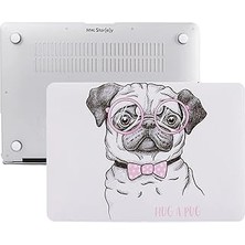 Mcstorey MacBook Air M1 Kılıfı 13 Inç A2337 A2179 A1932 Uyumlu Sert Kapak Hard Case Koruyucu Kılıf Gözlüklü Pug Köpek Desenli Uv Baskılı Çizilme Önleyici Pembe