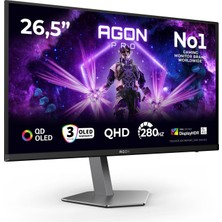 Aoc Agon Pro AG276QZD2-27 Inç Qhd OLED Monitör, 240 Hz, 0,03 Ms Gtg, Freesync Premium Pro, Com.g-Sync, HDR400 (2560X1440, 2x HDMI 2.1, Displayport, USB Hub) Siyah