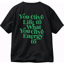 Vodexa Erkek Oversize T-Shirt You Give Life Baskılı %100 Pamuk Tişört Rahat Kalıp