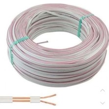 10 Metre Elektrik Hoparlör Kablosu, 2x0,75 Çiftli Kablo, Tesisat Kablosu, Beyaz
