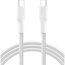 Belkin Eco Örgülü Usb-C - Usb-C Kablosu, 2 M, 240 W, Yumuşak, Esnek Hızlı Şarj Kablosu, iPhone 16, Galaxy S25, Pixel 9, Macbook, iPad Pro ve Daha Fazlası Için Tip-C Şarj Kablosu - Beyaz (Usb 2.0)